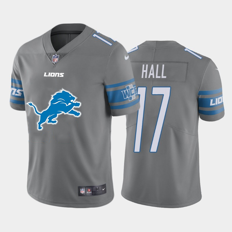 Nike Lions 17 Marvin Hall Gray Team Big Logo Vapor Untouchable Limited Jersey