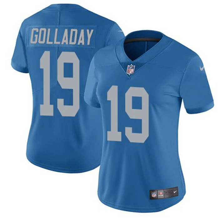  Lions 19 Kenny Golladay Blue Throwback Women Vapor Untouchable Limited Jersey
