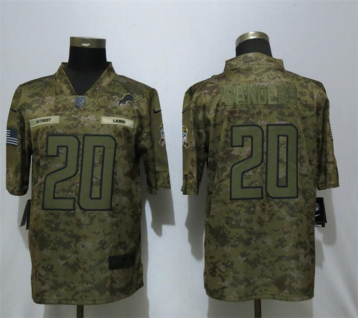  Lions 20 Barry Sanders Camo Salute To Service Limited Jersey