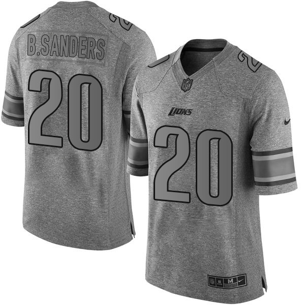  Lions 20 Barry Sanders Gray Men Stitched NFL Limited Gridiron Gray Jersey