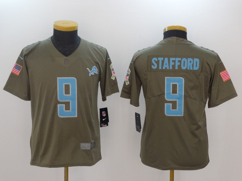  Lions 9 Matthew Stafford Olive Youth Salute To Service Limited Jersey