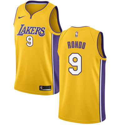  Los Angeles Lakers #9 Rajon Rondo Gold NBA Swingman Icon Edition Jersey
