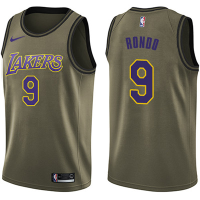  Los Angeles Lakers #9 Rajon Rondo Green NBA Swingman Salute to Service Jersey