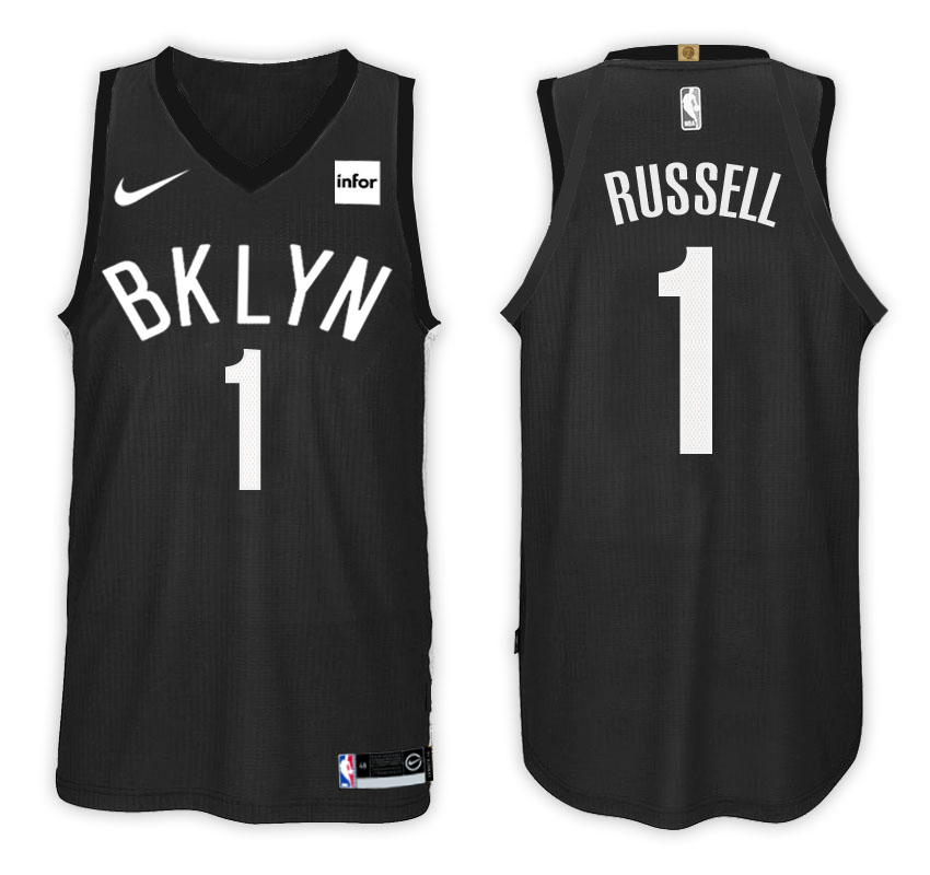  NBA Brooklyn Nets #1 Dangelo Russell Jersey 2017 18 New Season Black Jersey
