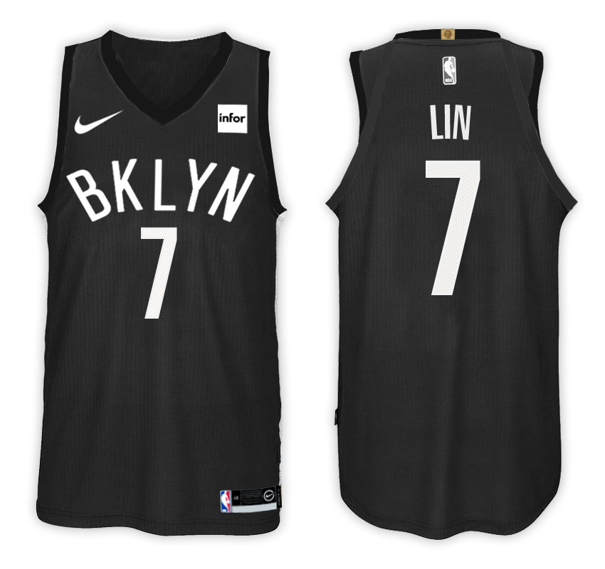  NBA Brooklyn Nets #7 Jeremy Lin Jersey 2017 18 New Season Black Jersey
