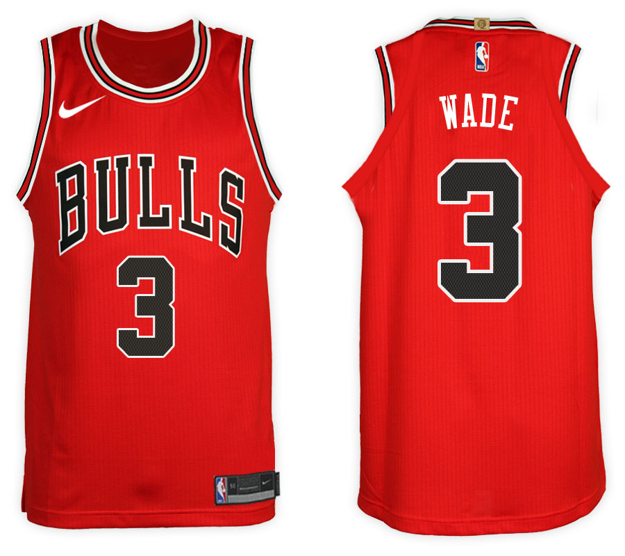  NBA Chicago Bulls #3 Dwyane Wade Jersey 2017 18 New Season Red Jersey