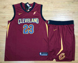  NBA Cleveland Cavaliers #23 LeBron James Red 2017 2018  Swingman Stitched NBA Jersey With Shorts