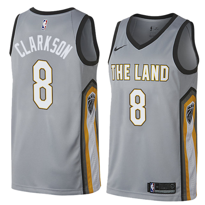  NBA Cleveland Cavaliers #8 Jordan Clarkson Jersey 2017 18 New Season City Edition Grey Jersey