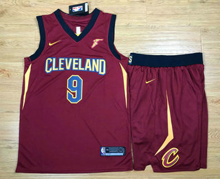  NBA Cleveland Cavaliers #9 Dwyane Wade Red 2017 2018  Swingman Stitched NBA Jersey With Shorts