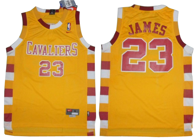  NBA Cleveland Cavaliers 23 Lebron James Throwback Classic Yellow Jersey