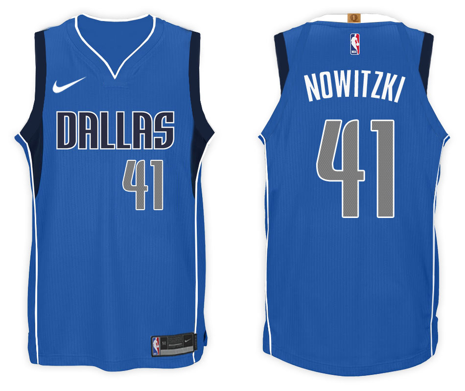  NBA Dallas Mavericks  #41 Dirk Nowitzki Jersey 2017 18 New Season Blue Jersey