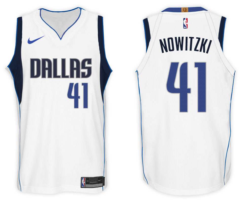  NBA Dallas Mavericks  #41 Dirk Nowitzki Jersey 2017 18 New Season White Jersey