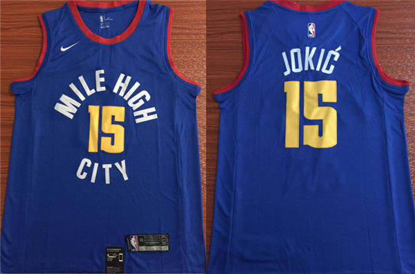  NBA Denver Nuggets #15 Nikola Jokic Jersey 2018 19 New Season Blue Jersey