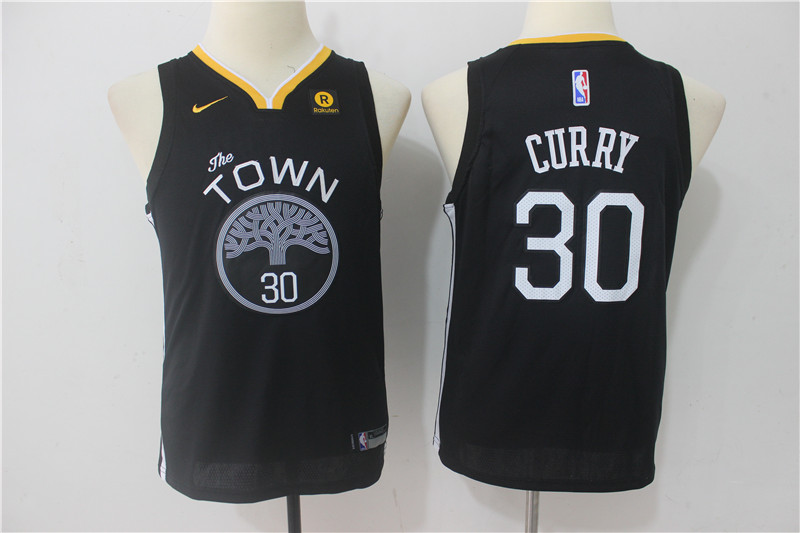  NBA Golden State Warriors #30 Stephen Curry Youth Jersey 2017 18 New Season Black Jersey