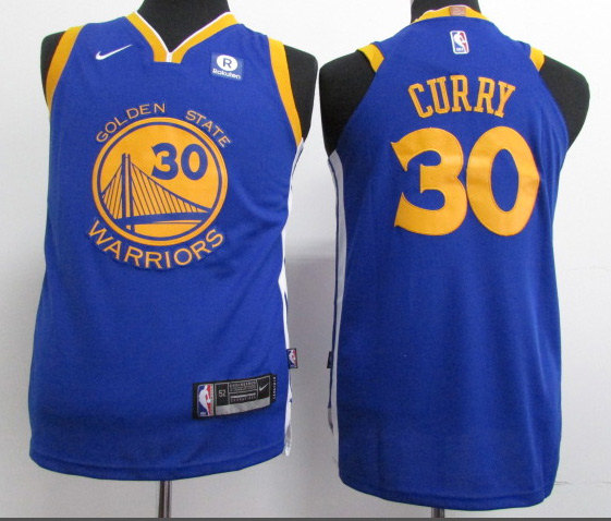  NBA Golden State Warriors #30 Stephen Curry Youth Jersey 2017 18 New Season Blue Jersey