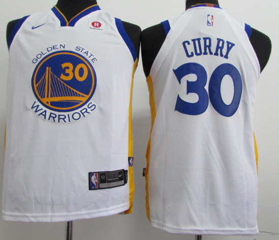  NBA Golden State Warriors #30 Stephen Curry Youth Jersey 2017 18 New Season White Jersey