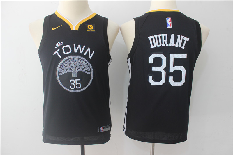  NBA Golden State Warriors #35 Kevin Durant Youth Jersey 2017 18 New Season Black Jersey