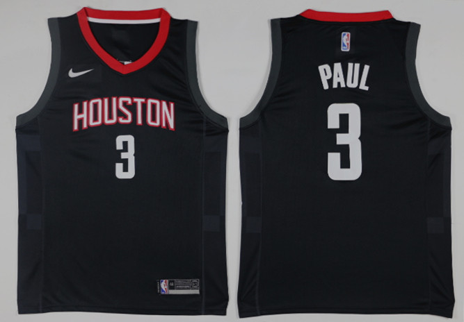  NBA Houston Rockets #3 Chris Paul Jersey 2017 18 New Season Black Jersey
