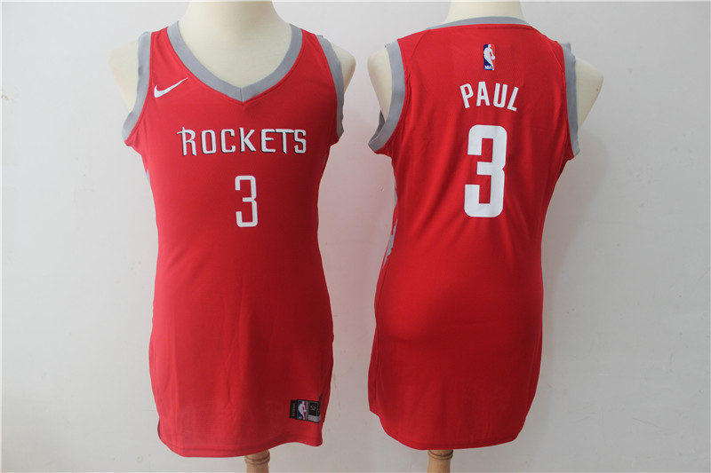  NBA Houston Rockets #3 Chris Paul Jersey 2017 18 New Season Red Dress