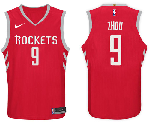  NBA Houston Rockets #9 Zhou Qi Jersey 2017 18 New Season Red Jersey