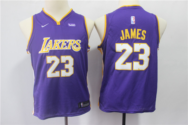  NBA Los Angeles Lakers #23 LeBron James Purple Youth Jersey