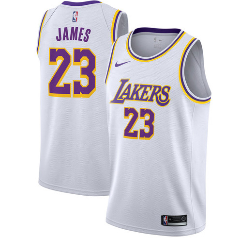  NBA Los Angeles Lakers #23 Lebron James White 2018 2019 Swingman Jersey