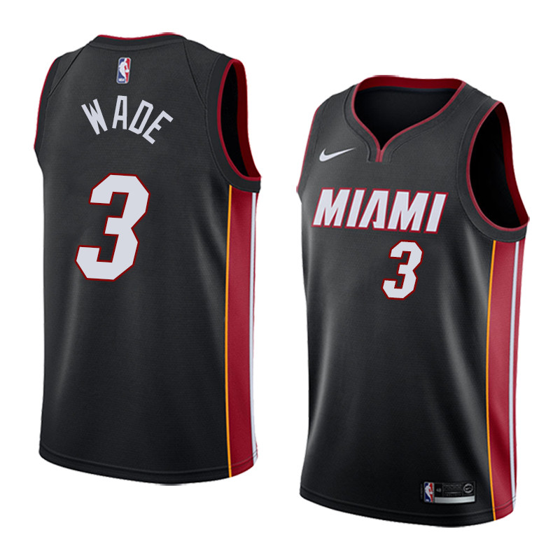  NBA Miami Heat #3 Dwyane Wade Jersey 2017 18 New Season Black Jersey