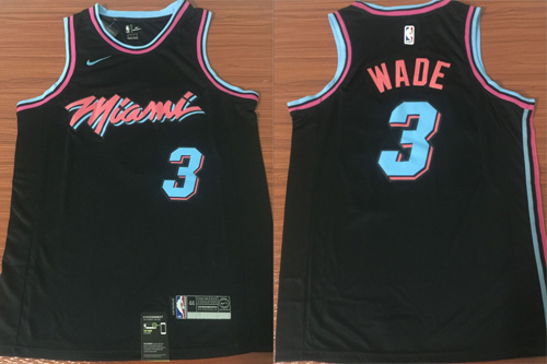  NBA Miami Heat #3 Dwyane Wade Jersey 2017 18 New Season City Edition Black Jersey