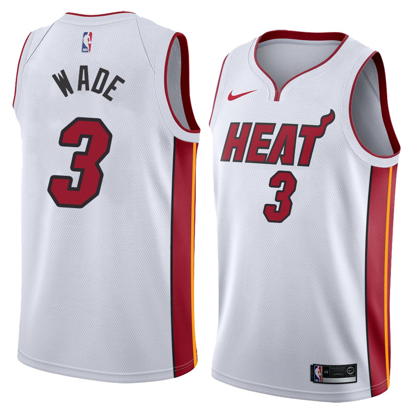  NBA Miami Heat #3 Dwyane Wade Jersey 2017 18 New Season White Jersey