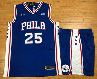  NBA Philadelphia 76ers #25 Ben Simmons Royal Blue 2017 2018  Swingman Stubhub Stitched NBA Jersey With Shorts
