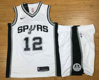  NBA San Antonio Spurs #12 LaMarcus Aldridge White 2017 2018  Swingman Stitched NBA Jersey With Shorts