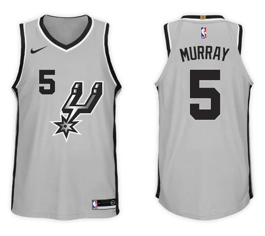  NBA San Antonio Spurs #5 Dejounte Murray Jersey 2017 18 New Season Gray Jersey