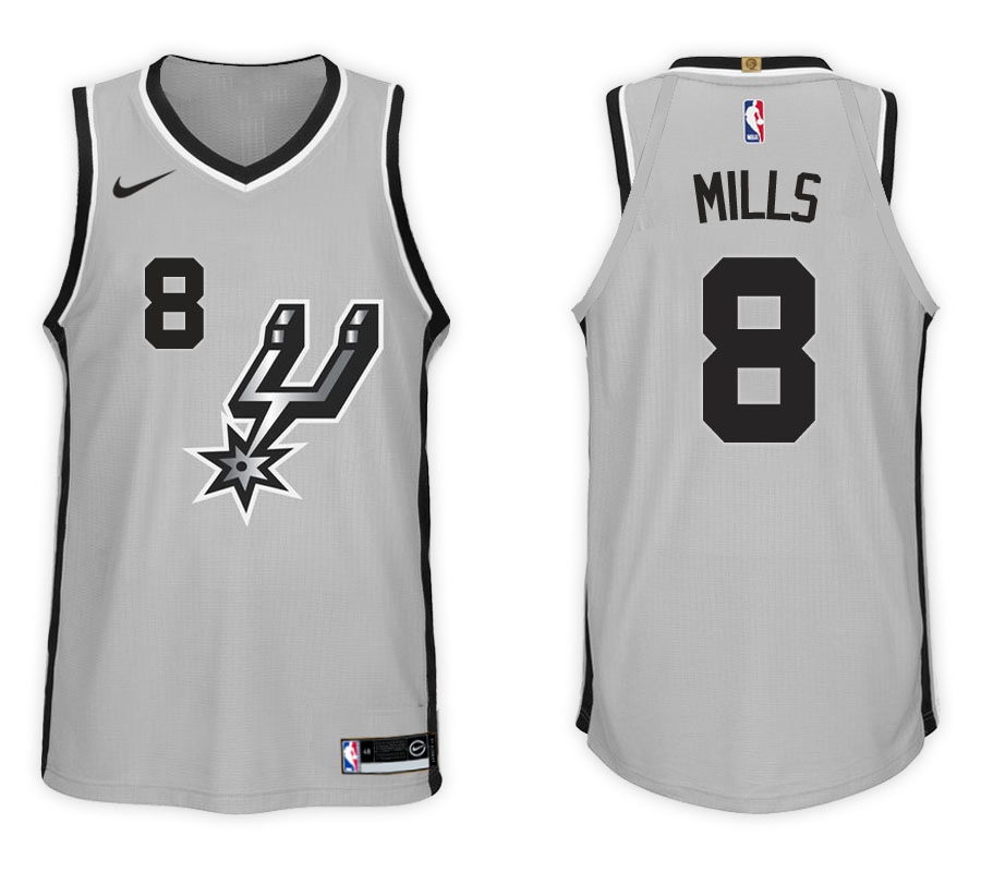  NBA San Antonio Spurs #8 Patty Mills Jersey 2017 18 New Season Gray Jersey