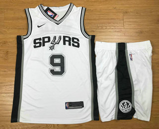  NBA San Antonio Spurs #9 Tony Parker White 2017 2018  Swingman Stitched NBA Jersey With Shorts