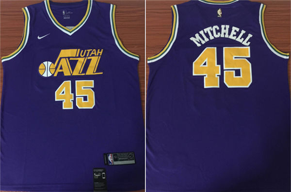  NBA Utah Jazz 45 Donovan Mitchell Purple  Swingman Jerseys