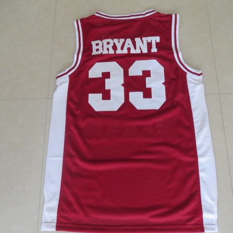  NCAA Lower Merion High School 33 Kobe Bryant Swingman Red Basketball Jerseys