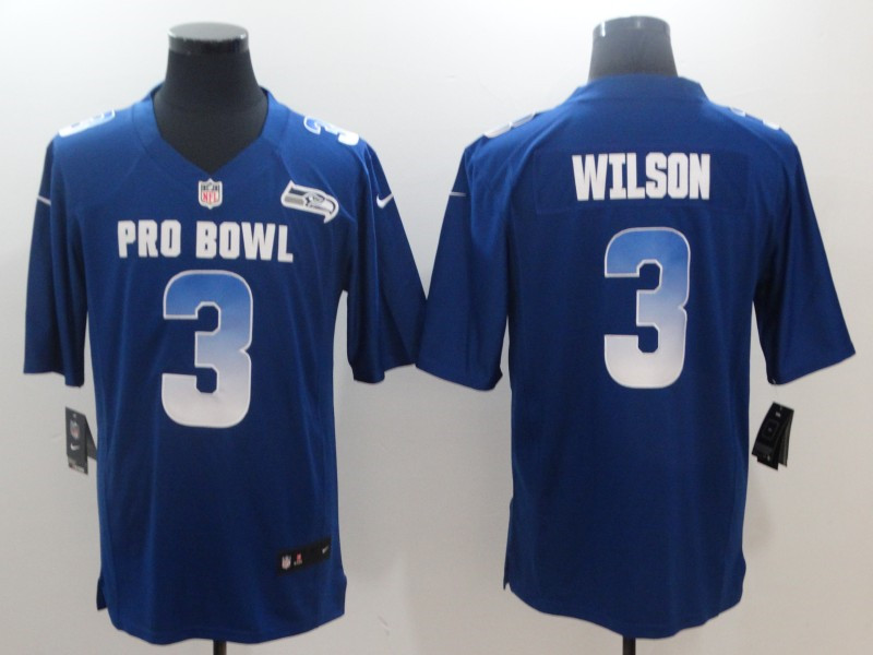  NFC Seahawks 3 Russell Wilson Royal 2019 Pro Bowl Game Jersey