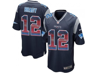  New England Patriots 12 Tom Brady Navy Blue Team Color Men's Stitched NFL Limited Strobe Jersey