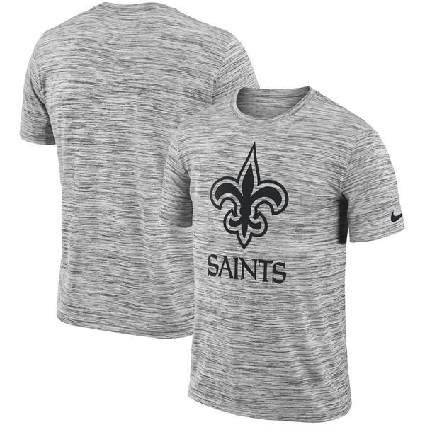  New Orleans Saints Heathered Black Sideline Legend Velocity Travel Performance T Shirt