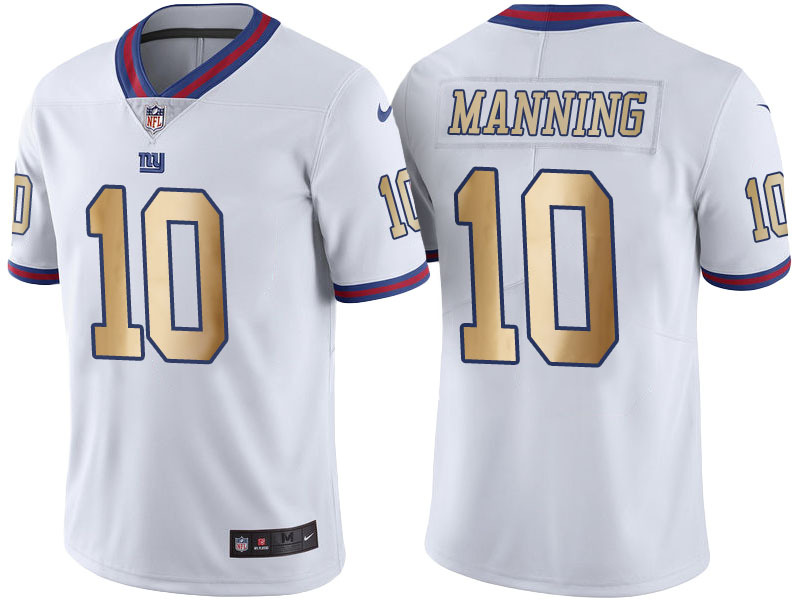 Cheap Nike New York Giants 10 Eli Manning White Gold Limited ...