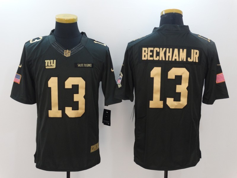  New York Giants 13 Odell Beckham Jr Limited Black Gold Salute to Service NFL Jersey