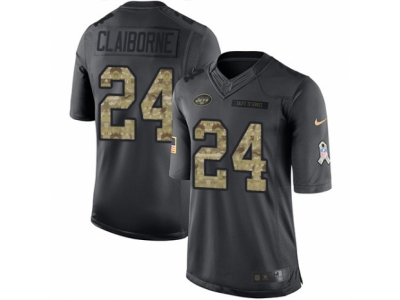  New York Jets 24 Morris Claiborne Limited Black 2016 Salute to Service NFL Jersey