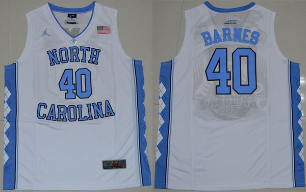  North Carolina 40 Harrison Barnes White jersey