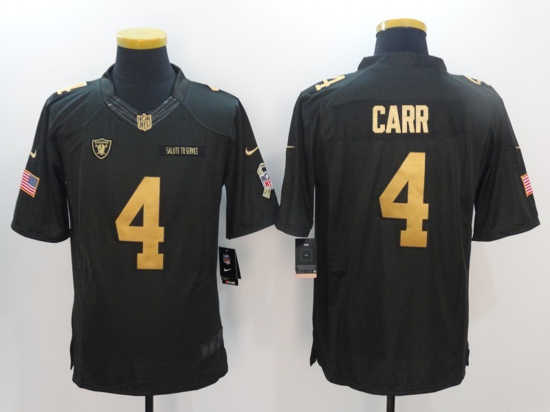  Oakland Raiders 4 Derek Carr Limited Black Gold Salute to Service NFL Jersey