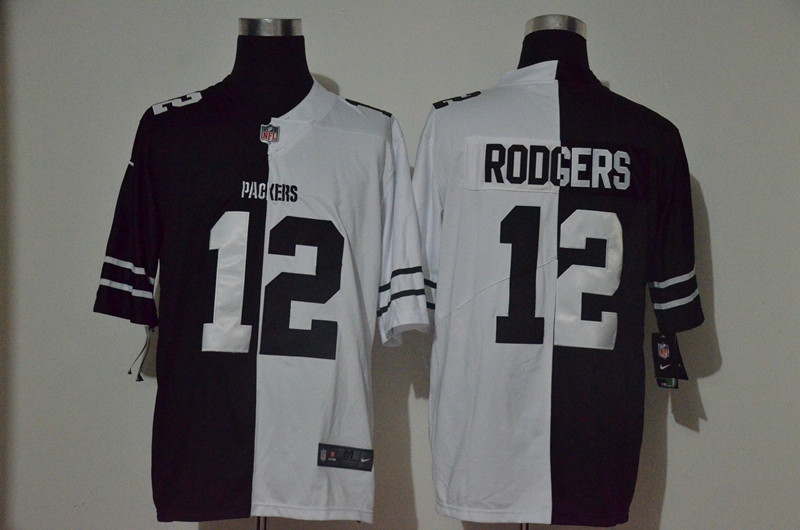 Nike Packers 12 Aaron Rodgers Black And White Split Vapor Untouchable Limited Jersey