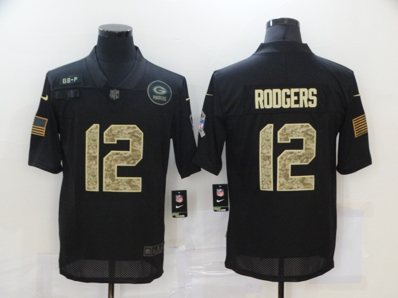Nike Packers 12 Aaron Rodgers Black Camo 2020 Salute To Service Limited Jersey