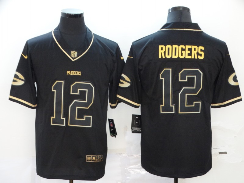 Nike Packers 12 Aaron Rodgers Black Gold Throwback Vapor Untouchable Limited Jersey