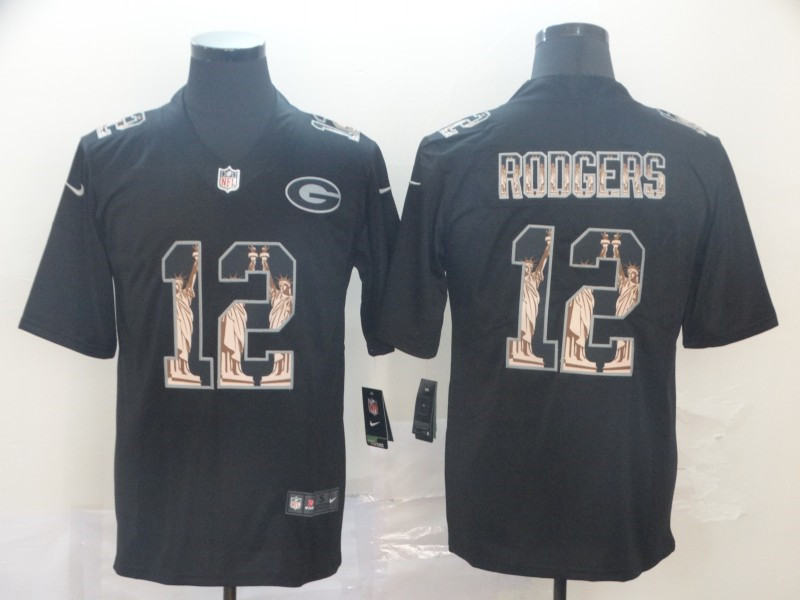 Nike Packers 12 Aaron Rodgers Black Statue of Liberty Limited Jersey