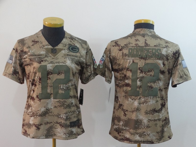  Packers 12 Aaron Rodgers Camo Women Salute To Service Limited Jersey