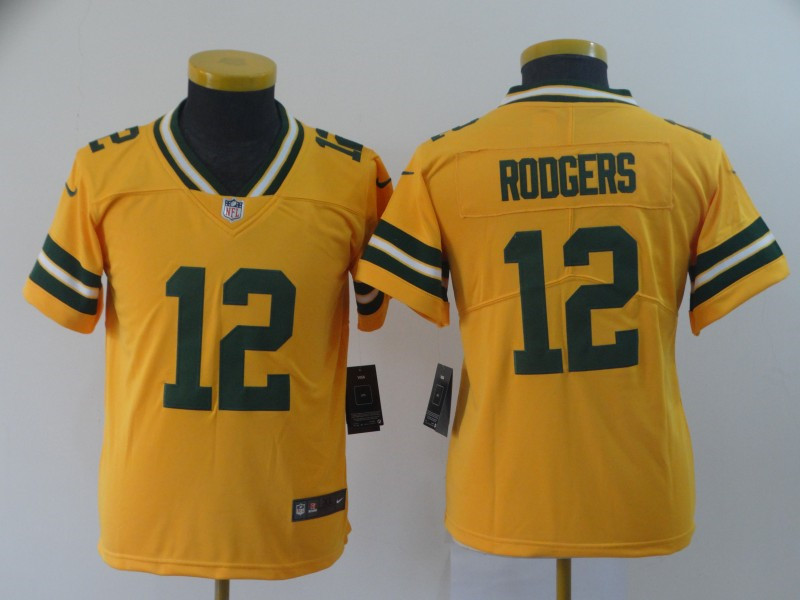 Nike Packers 12 Aaron Rodgers Gold Youth Inverted Legend Limited Jersey